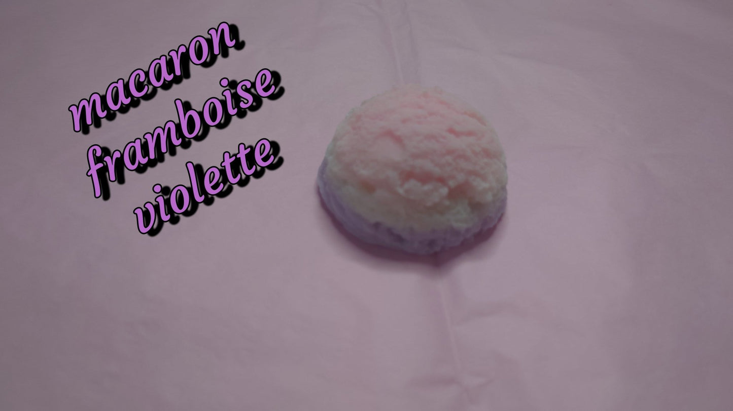 Fondant format boule de glace macaron framboise violette - Les fondants parfumés de nanou